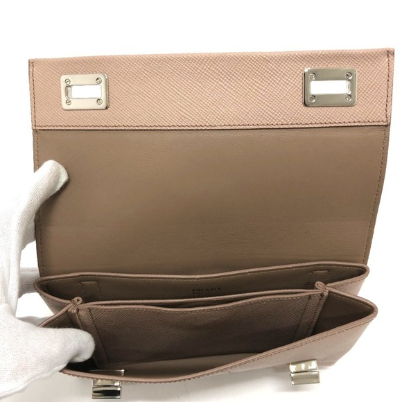PRADA Cream Leather Saffiano Shoulder Bag - Picture 9 of 16
